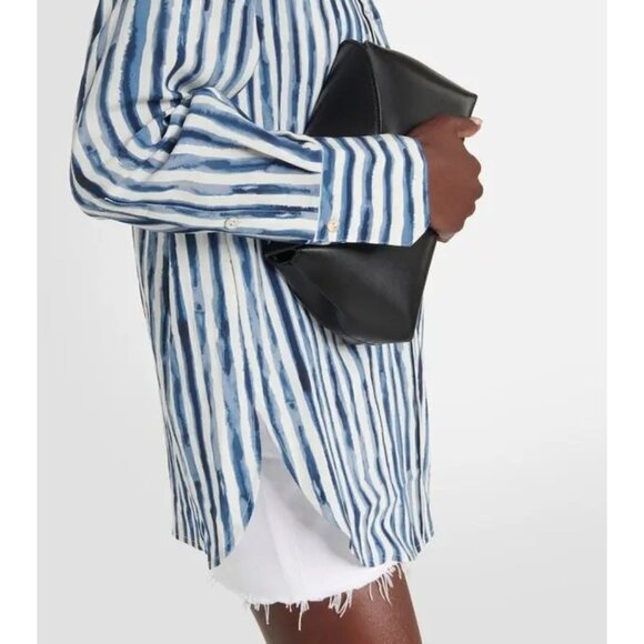 Vince women’s Painterly Stripe Oversized Shirt White Blue S - Picture 6 of 16